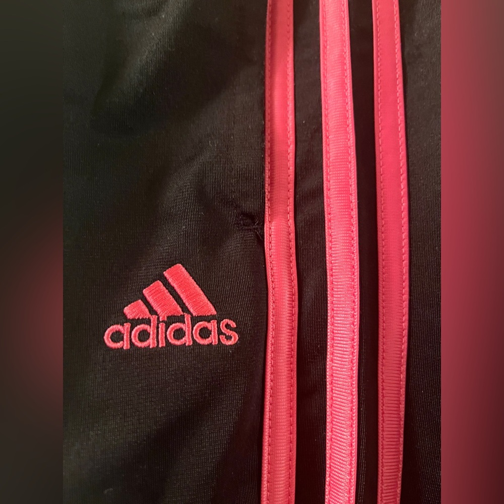 Adidas girls joggers black with pink triple stripe size 6x - Picture 3 of 5